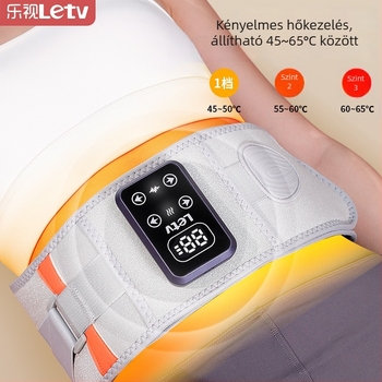 Akkumulátoros melegítő deréktámasz masszírozó, 3-szintű vibrációval és forró kompresszióval, Mugwort terápia, legfeljebb 4 masszázsfej, XP-101