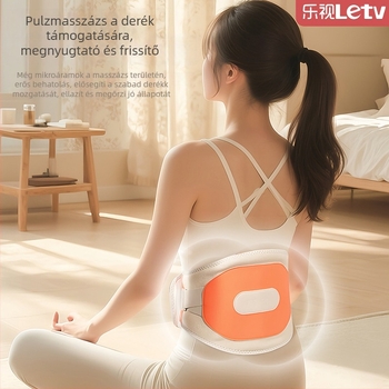 Akkumulátoros melegítő deréktámasz masszírozó, 3-szintű vibrációval és forró kompresszióval, Mugwort terápia, legfeljebb 4 masszázsfej, XP-101