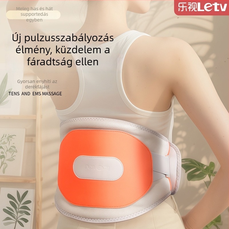 Akkumulátoros melegítő deréktámasz masszírozó, 3-szintű vibrációval és forró kompresszióval, Mugwort terápia, legfeljebb 4 masszázsfej, XP-101