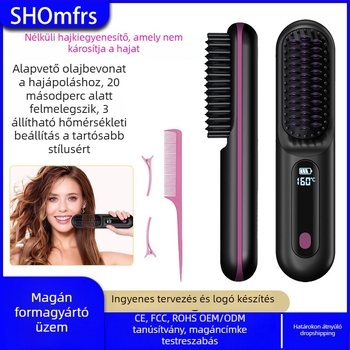 Vezeték nélküli hajsimító fésű titán bevonattal, 3 hőmérséklet-beállítás, 35W, 7,4V (Vezeték nélküli lítiumakkumulátor; titán bevonat; 3 hőmérséklet-beállítás; 35W; 7,4V)