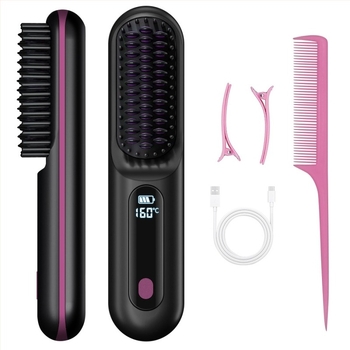 Vezeték nélküli hajsimító fésű titán bevonattal, 3 hőmérséklet-beállítás, 35W, 7,4V (Vezeték nélküli lítiumakkumulátor; titán bevonat; 3 hőmérséklet-beállítás; 35W; 7,4V)