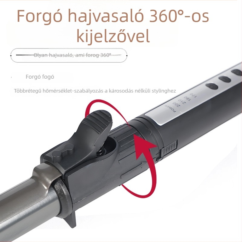 Rotációs curling vas professzionális stúdióhasználatra, titánbevonatú hevítőfej, 30 szintű hőmérséklet-szabályozás, 220V, 45W, vezetékes