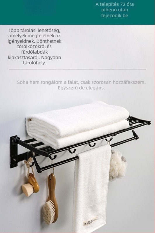 Törölközőtartó, kétszintes, Ferroötvözet, oxidációs felület, teherbírás 30 kg, modern minimalist stílus