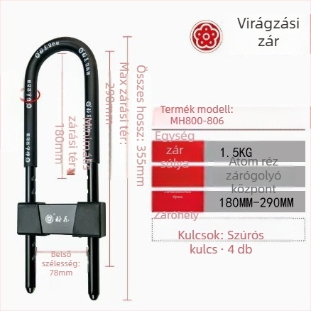 Üvegajtóhoz készült ajtózár – Plum Blossom Lock MH800-806/808, acélból készült, irodai, szoba- és csúszóajtókhoz, modern egyszerű stílus