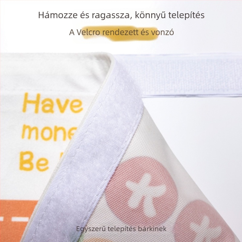 Geometriai mintázatú poliészter függöny mérődoboz takarására nappaliban, konyhában vagy előszobában; telepítés nélkül.