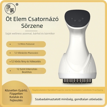 Elektromos meridián masszírozó otthoni használatra, hasmasszázs, váll- és nyakrezgés, vörös fényes terápia és melegítés – újratölthető, gombos vezérlés, modell JLS-666, 40–55°C, 1500mAh, ABS