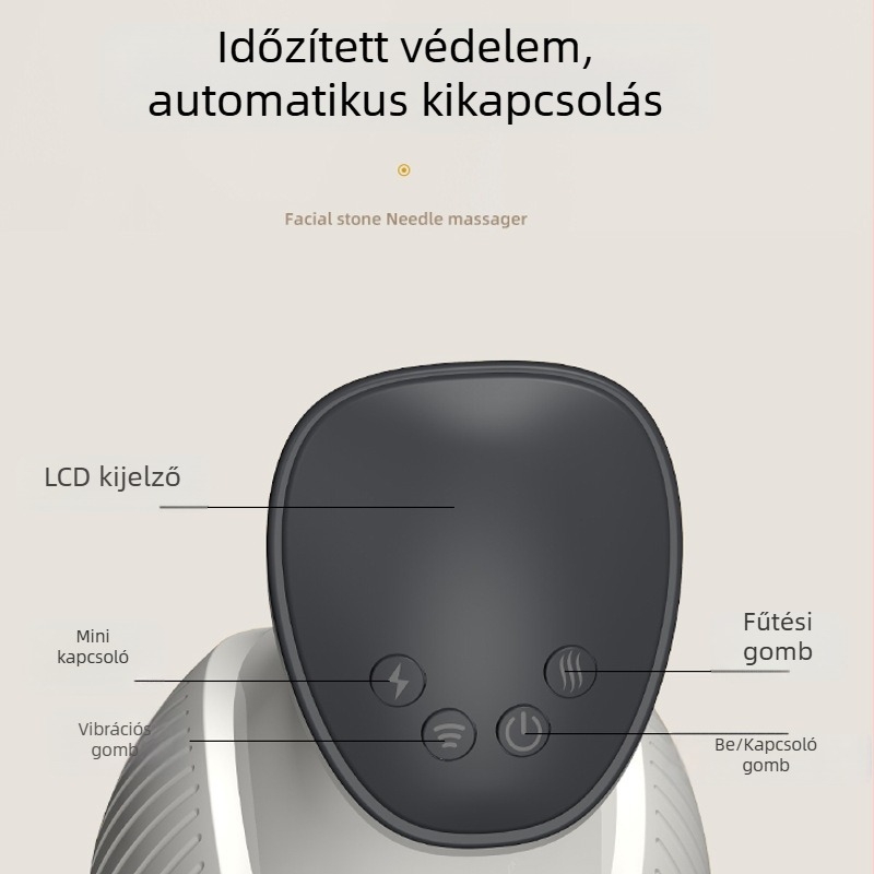 Elektromos meridián masszírozó otthoni használatra, hasmasszázs, váll- és nyakrezgés, vörös fényes terápia és melegítés – újratölthető, gombos vezérlés, modell JLS-666, 40–55°C, 1500mAh, ABS