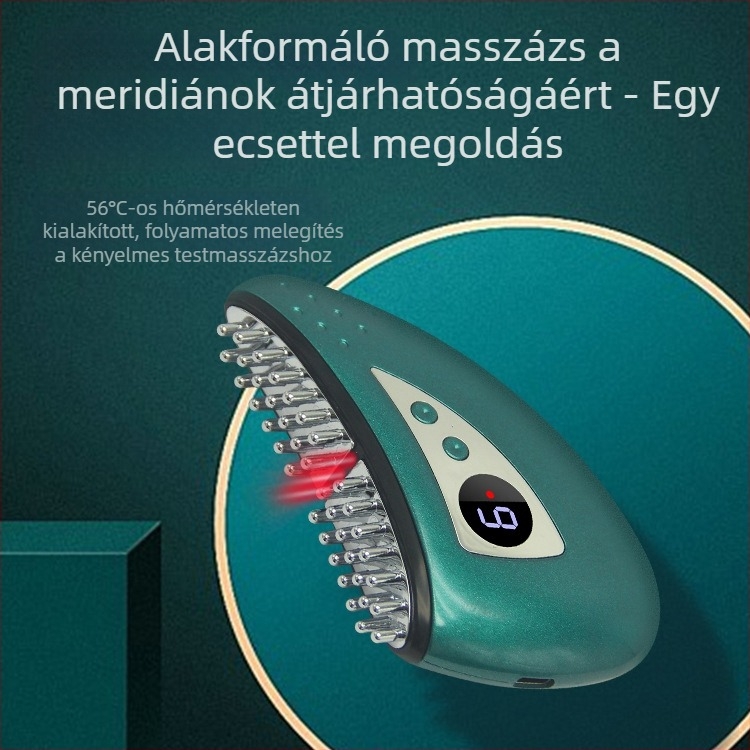 Elektronikus masszázsgép hőkezeléssel és moxibuzícióval, USB tápegység, 4 fokozat, 45°C-ig, ABS ház