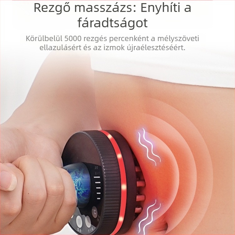 Elektromos meridián masszírozó kefével, újratölthető, JL-102 modell, 2000 mAh akkumulátor, hőmérséklet-szabályozás 0–55°C, ABS ház