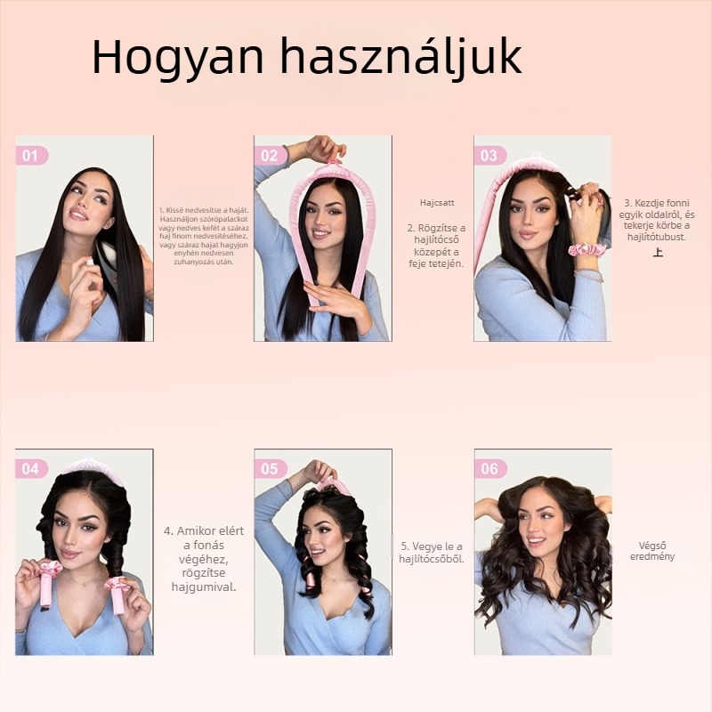 Deo curlingvas szivacsos anyaggal, hajcsat és hajgumi kiegészítőkkel, általános használatra