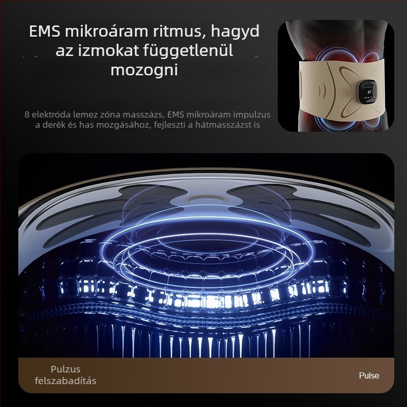 Deréktáji masszírozó EMS impulzussal, mikroáramú melegítés, vibráció és meleg kompresszió, 4 masszázsfej, akkumulátoros működés YM-03