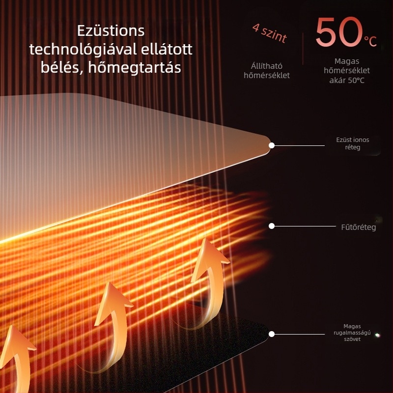 Deréktáji masszírozó EMS impulzussal, mikroáramú melegítés, vibráció és meleg kompresszió, 4 masszázsfej, akkumulátoros működés YM-03