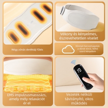 USB-vezérelt fűtő derékmasszírozó öv, mikroáram terápiával, 3. fokozat, mechanikus vezérlés