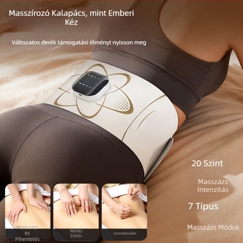 EMS impulzusos masszírozó derékszíj — intelligens formázó derék masszírozó melegítő kompresszióval, újratölthető, 4 fokozat, legfeljebb 4 masszázsfej