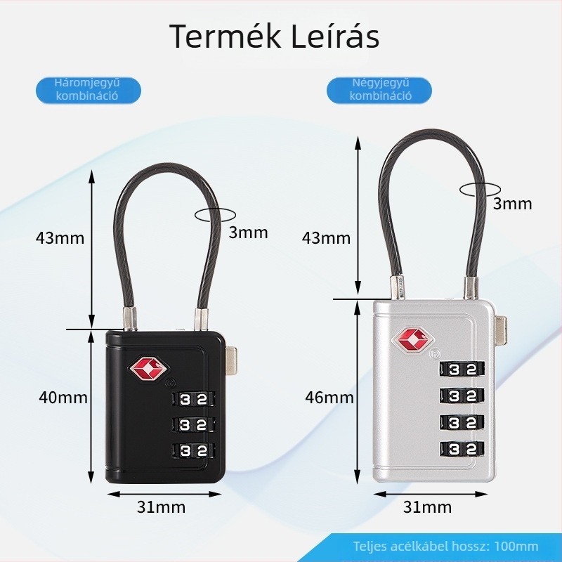 Simplicity TSA poggyász zár 4 számjegyű kombinációval, cink ötvözet, modell 23221