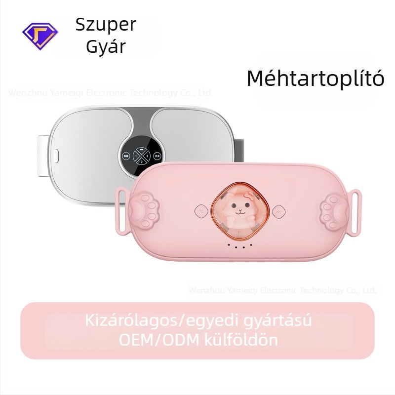 Hordozható derék- és hasmasszírozó USB-s tápegységgel, digitális kijelzővel, melegítő terápia a méh felmelegítésére, vibráció, 3 fokozat