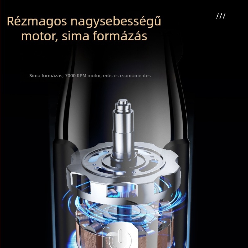 Elektromos hajvágó, öt sebesség, beépített 1200–2000 mAh akkumulátor, levehető és mosható rozsdamentes acél pengével, digitális kijelző