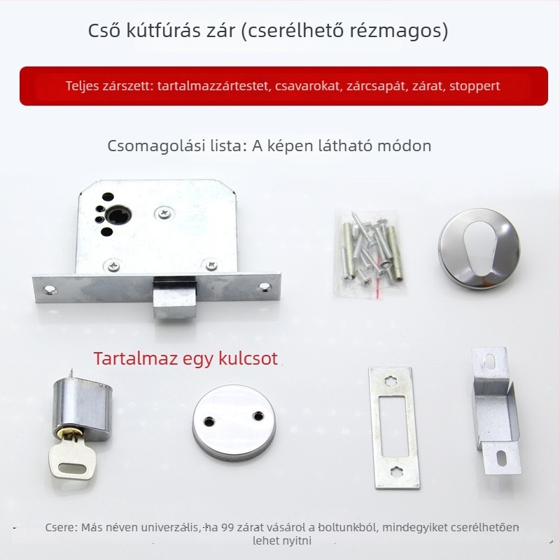 Mortise zár Pipe Well Lock – rozsdamentes acél, kulcsos működés, tűzvédelmi, elektromos és csővezeték ajtókhoz