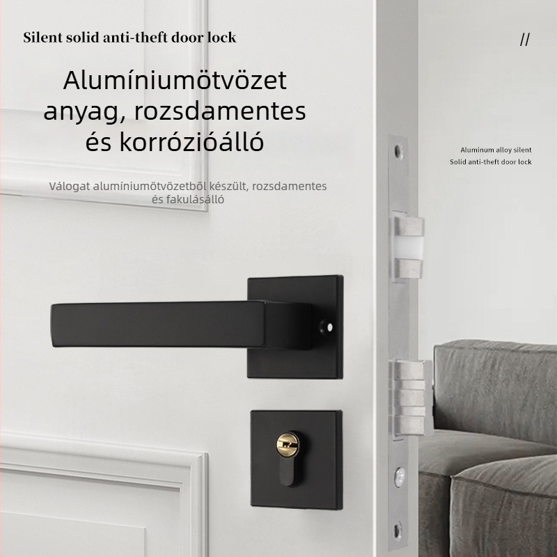 Faajtókhoz szétválasztható zár fogantyúval, alumínium test, űripari kivitel, modern minimalista dizájn