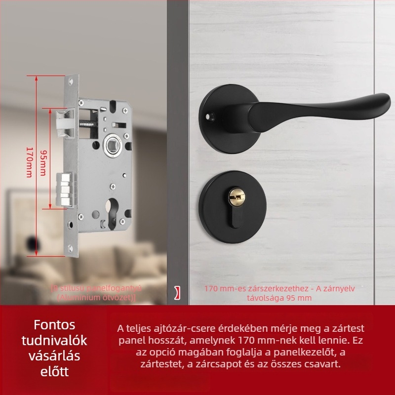 Faajtókhoz szétválasztható zár fogantyúval, alumínium test, űripari kivitel, modern minimalista dizájn