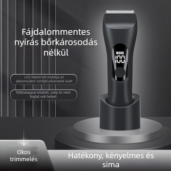 Vezeték nélküli intim zóna trimmingkészülék – vízálló, brushless motor, kerámia pengék, beépített 500–800 mAh akkumulátor