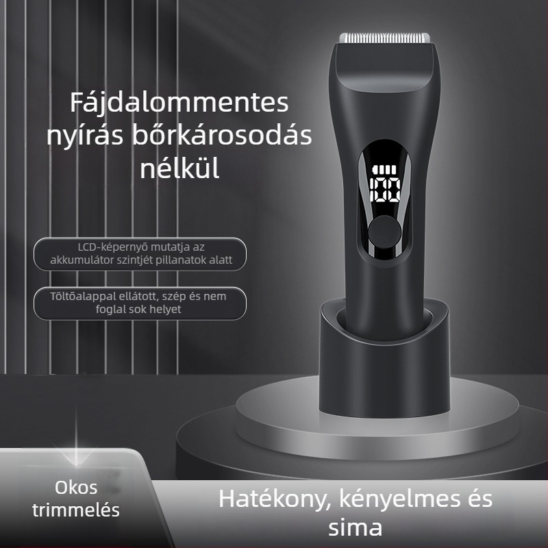 Vezeték nélküli intim zóna trimmingkészülék – vízálló, brushless motor, kerámia pengék, beépített 500–800 mAh akkumulátor