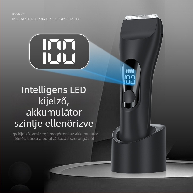 Vezeték nélküli intim zóna trimmingkészülék – vízálló, brushless motor, kerámia pengék, beépített 500–800 mAh akkumulátor