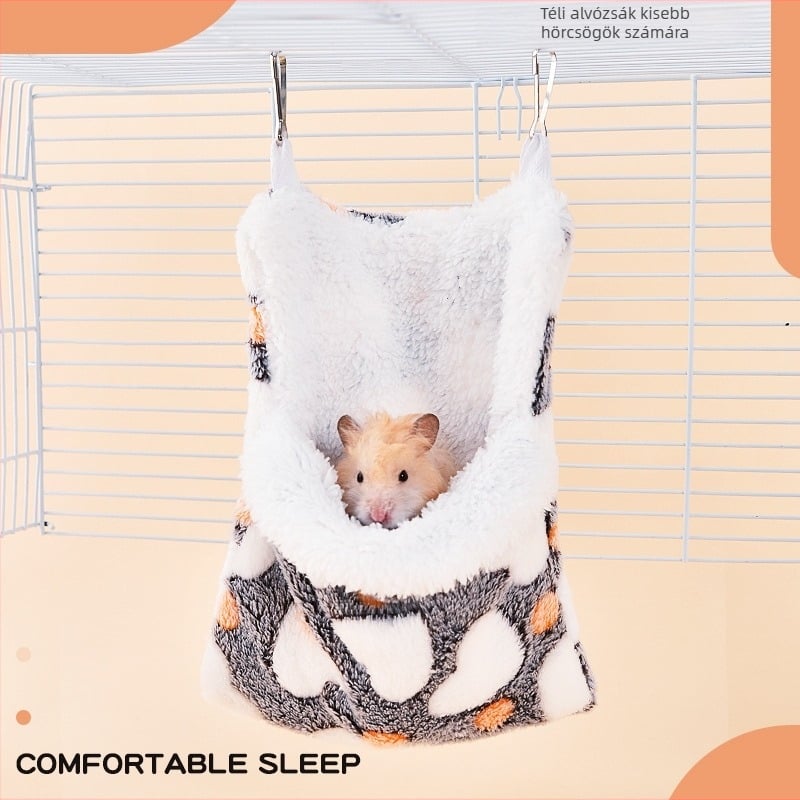 Hamster plüss kerek függőágy – beltéri és kültéri használatra, hordozható, melegen tart