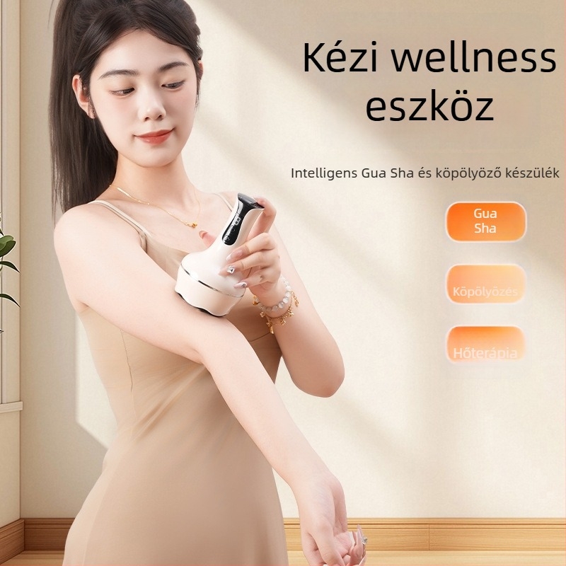 Otthoni használatra készült elektromos meridián melegítő kefével, többfunkciós kupálás és kaparó készülék, újratölthető, 36–40°C hőmérséklet-szabályozás, folyamatosan változó sebesség, modell Bb-005, ABS