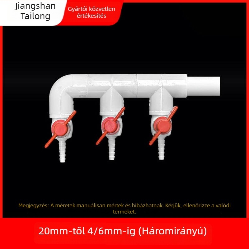 Akvarisztikus oxigénelosztó diverziós szelep, anyag: gyanta, eredet: Zhejiang, márka: Colorful plastic