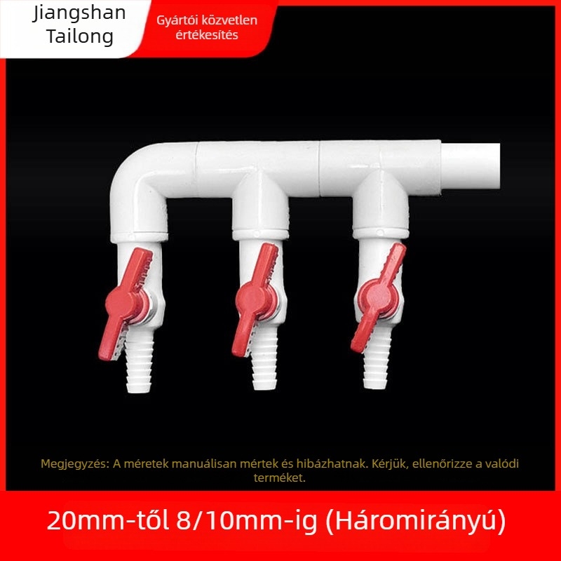 Akvarisztikus oxigénelosztó diverziós szelep, anyag: gyanta, eredet: Zhejiang, márka: Colorful plastic