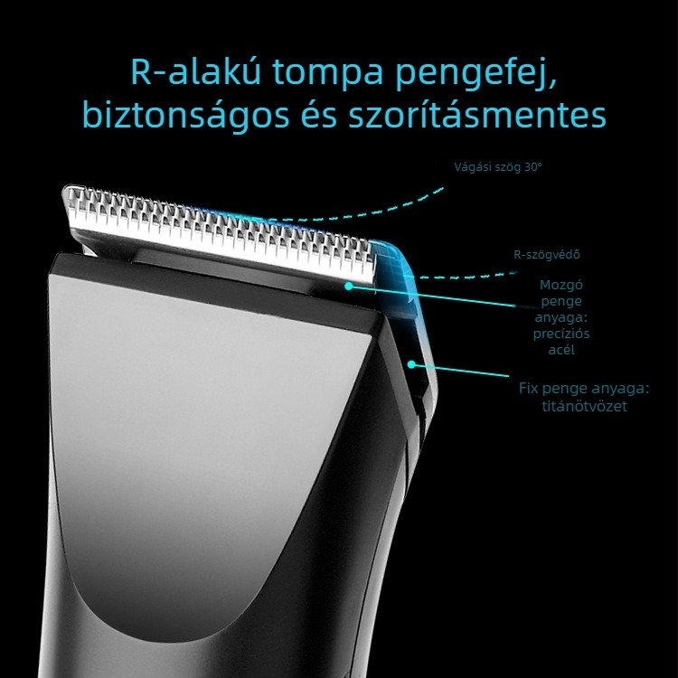 Elektromos borotva 3‑fejes forgófejjel, brushless motor, beépített 500–800 mAh akkumulátor, több mint 60 perc üzemidő, teljes test mosható kivitel