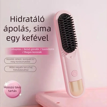 Vezeték nélküli hajkiegyenesítő és göndörítő eszköz, negatív ionokkal, égés elleni védelem, újratölthető, 4 szintű hőmérséklet-szabályozás