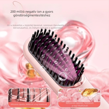 Vezeték nélküli hajkiegyenesítő és göndörítő eszköz, negatív ionokkal, égés elleni védelem, újratölthető, 4 szintű hőmérséklet-szabályozás