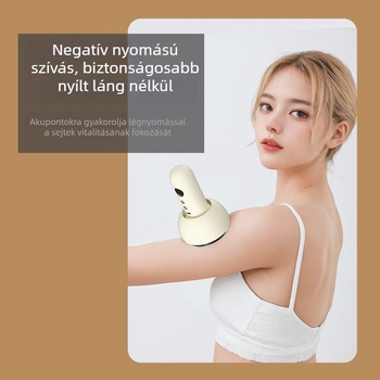 Elektromos masszírozó készülék melegítéssel és vákuumos szívással, hordozható, gombos vezérlés, modell BG-02, ABS ház, 1200mAh akkumulátor