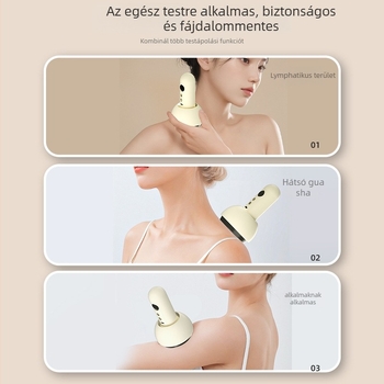 Elektromos masszírozó készülék melegítéssel és vákuumos szívással, hordozható, gombos vezérlés, modell BG-02, ABS ház, 1200mAh akkumulátor