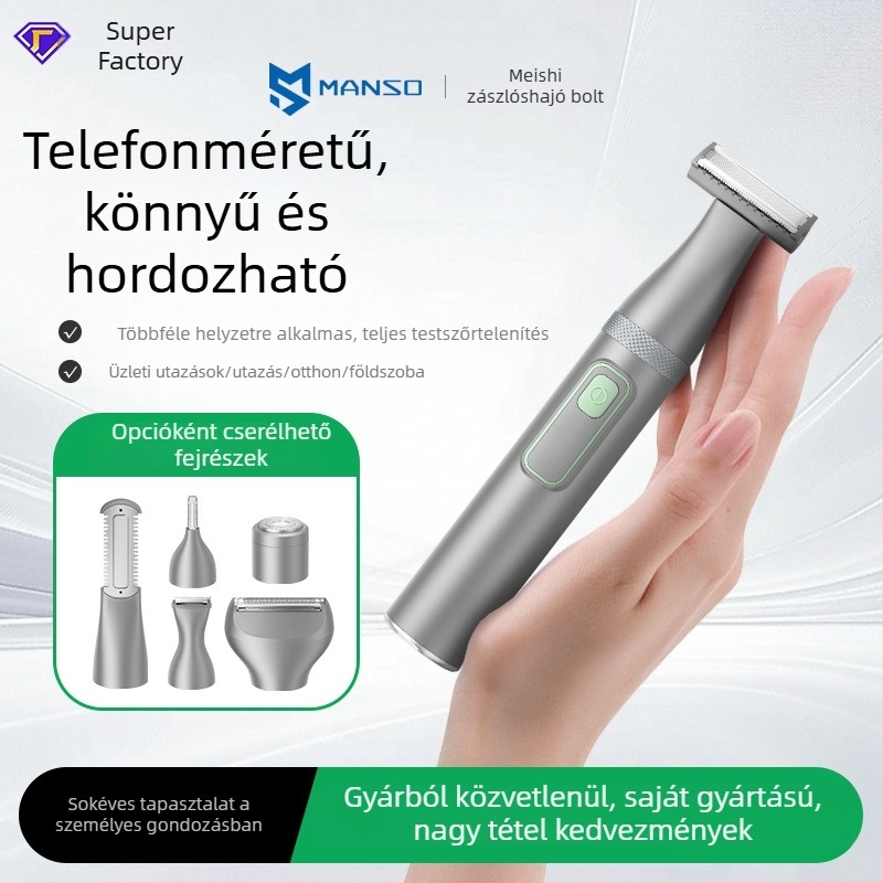 2025-ös új testtáji elektromos borotva és szőr eltávolító, MS-8300 modell, USB tápegység, nedves és száraz használat, rozsdamentes acél pengék, ABS ház