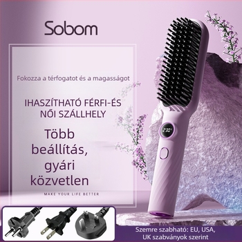 Hajkiegyenesítő fésű turmalin-kerámiás fűtéssel, digitális kijelző, 5 fokozatú hőmérséklet-szabályozás, 40W, 220V