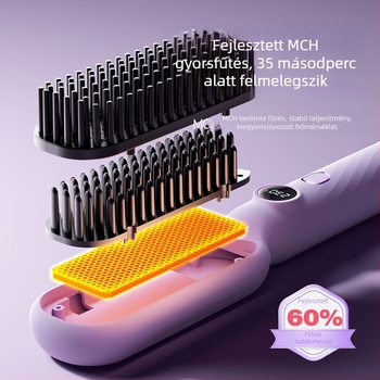 Hajkiegyenesítő fésű turmalin-kerámiás fűtéssel, digitális kijelző, 5 fokozatú hőmérséklet-szabályozás, 40W, 220V
