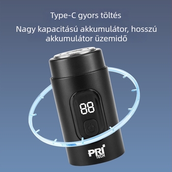 Lebegőfejű elektromos borotva USB-C gyorstöltéssel, beépített akkumulátor, LED kijelző