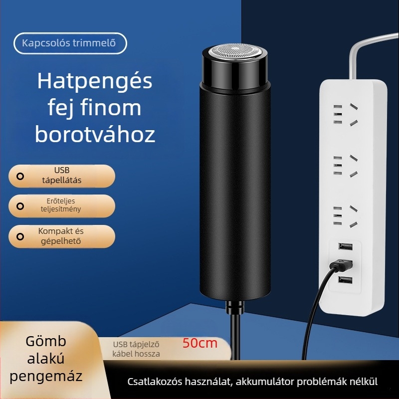 Hálózatról működő elektromos borotva, kefés motor, forgó fej, 1 penge, levehető mosható fej, száraz borotválkozás