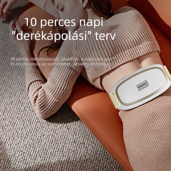 Töltővel újratölthető hasi masszírozó öv, 4 fejű masszázs, rezgés és forró kompressziós masszázs, mechanikus vezérlés, folyamatosan variálható áttétel