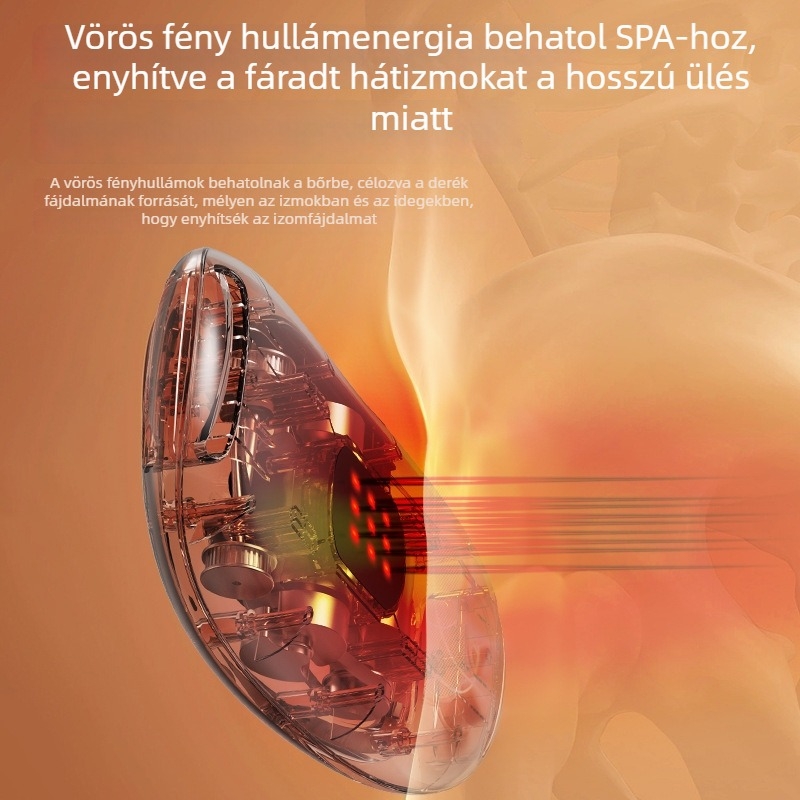 Töltővel újratölthető hasi masszírozó öv, 4 fejű masszázs, rezgés és forró kompressziós masszázs, mechanikus vezérlés, folyamatosan variálható áttétel