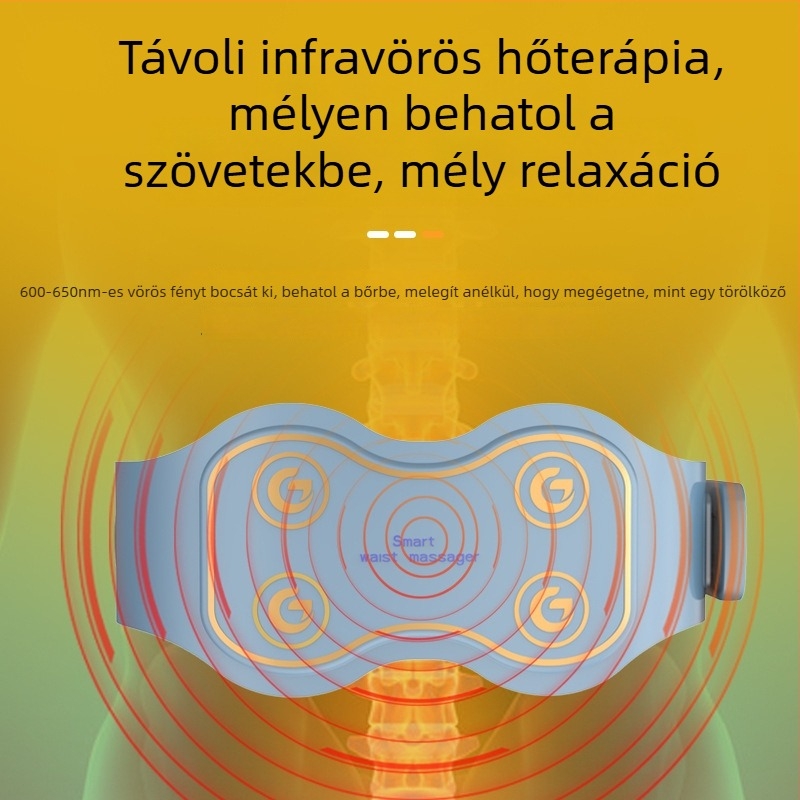 Derékmasszázsöv melegítő és vibrációs masszázzsal, legfeljebb 4 masszázsfej, akkumulátoros működés, számítógépes típusú vezérlés, folyamatosan állítható intenzitás