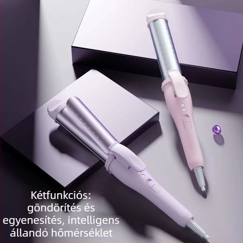 Kétfunkciós hajformázó és göndörítő készülék turmalin-kerámia plakkal, 21–30 mm, 220V, 30W, állítható hőmérséklet, nedves és száraz hajhoz