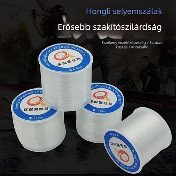 Gyöngyfűző zsinór, nem elasztikus, átlátszó, poliészter/ nylon, Hongli Fiber, alkalmas karkötőkhöz, ruházathoz és otthoni textíliákhoz
