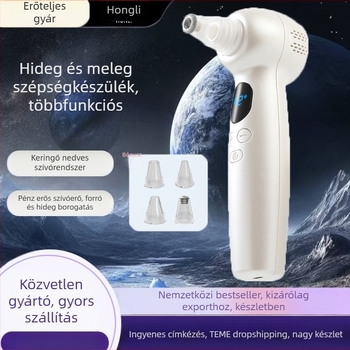 Elektromos pórusdugó szívó készülék ultrahangos vibrációval, 3 fokozatú szívás, masszázs meleg/ hideg kompresszióval, ABS ház