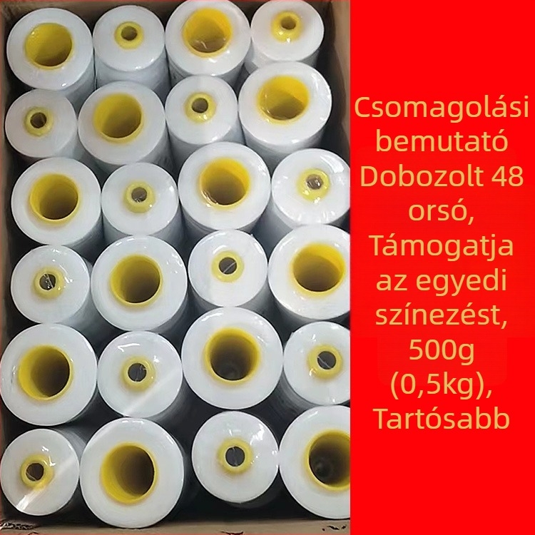 Varrócérna – Poliészter, alkalmas táskákhoz, függönykhöz, ruházathoz és háztartási textilekhez.