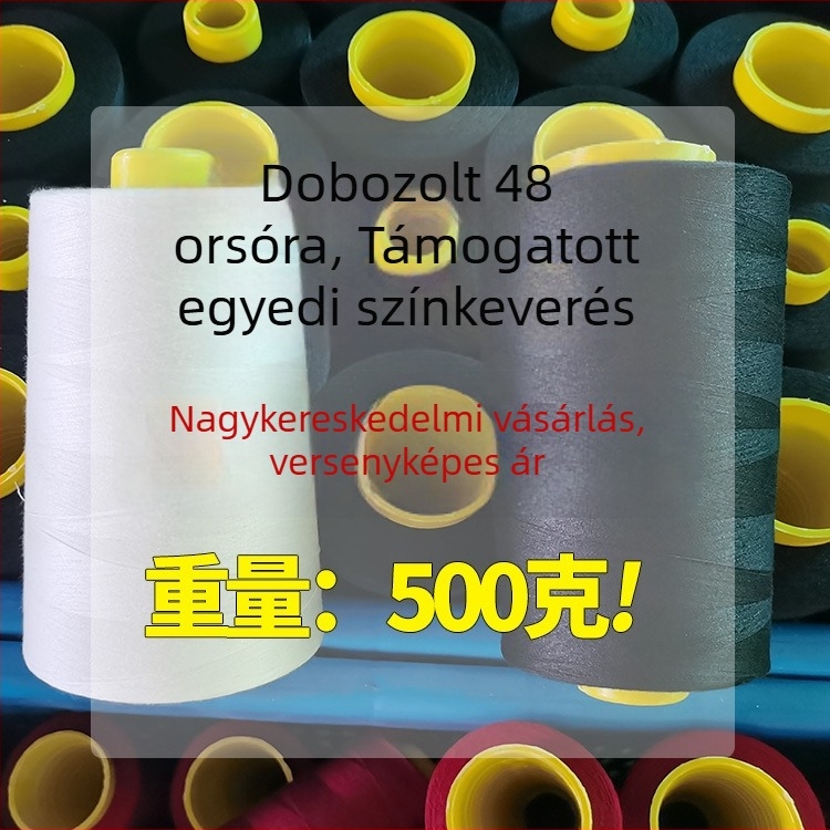 Varrócérna – Poliészter, alkalmas táskákhoz, függönykhöz, ruházathoz és háztartási textilekhez.