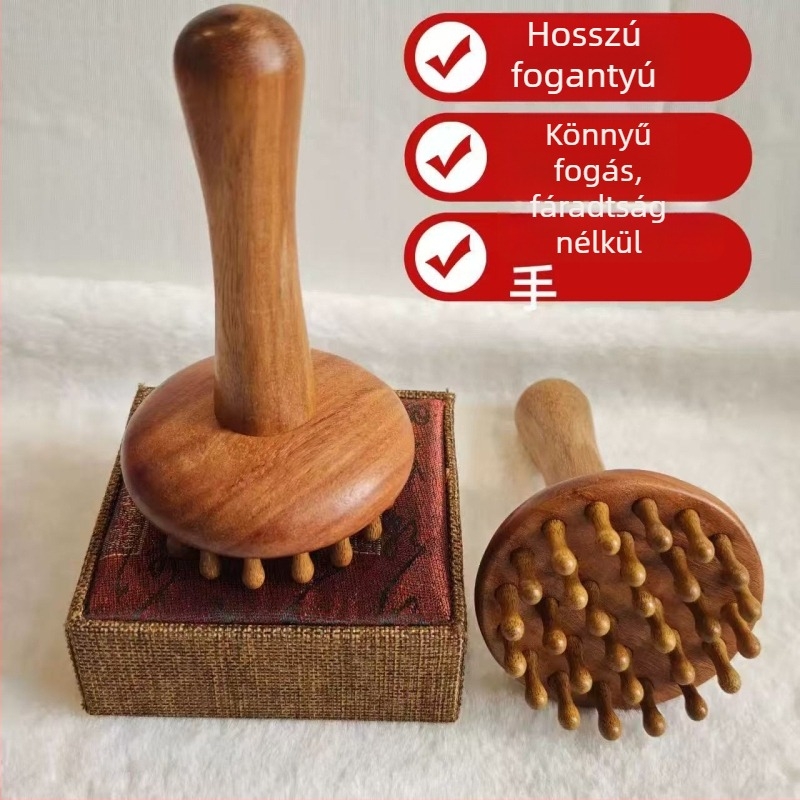 Szantálfából készült masszírozó több foggal az egész testre, kézzel összeállított masszázs fésű, szépség eszköz